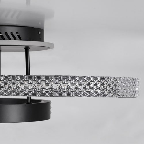 GLOBOSTAR® DIAMOND 61114 Μοντέρνο Φωτιστικό Οροφής LED 100W 12123lm 360° AC 220-240V IP20 Ρυθμιζόμενο Λευκό CCT με Χειριστήριο από 2700K έως 6000K Dimmable - Lumileds SMD Chip - Μαύρο Ματ - Μ80 x Π50 x Υ20cm - 3 Χρόνια Εγγύηση