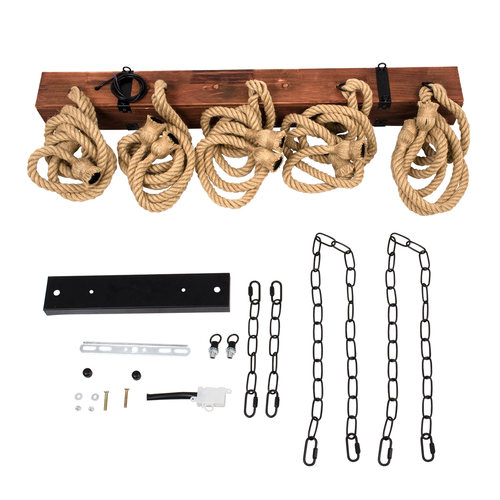 GLOBOSTAR® VIKING 00607 Vintage Κρεμαστό Φωτιστικό Οροφής με Ντουί 10 x E27 AC 220-240V IP20 - Καφε & Μπεζ - Μ108 x Π11 x Υ220cm