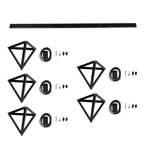 GLOBOSTAR® TRIANGLE 00608 Μοντέρνο Κρεμαστό Φωτιστικό Οροφής με Ντουί 5 x E27 AC 220-240V IP20 - Μαύρο - Μ170 x Π22 x Y130cm