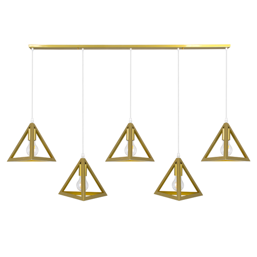 GLOBOSTAR® TRIANGLE 00610 Μοντέρνο Κρεμαστό Φωτιστικό Οροφής με Ντουί 5 x E27 AC 220-240V IP20 - Χρυσό - Μ170 x Π22 x Y130cm