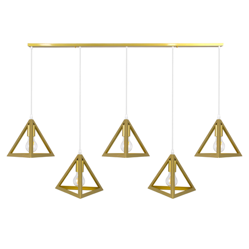 GLOBOSTAR® TRIANGLE 00610 Μοντέρνο Κρεμαστό Φωτιστικό Οροφής με Ντουί 5 x E27 AC 220-240V IP20 - Χρυσό - Μ170 x Π22 x Y130cm