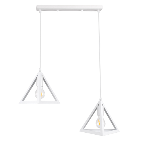 GLOBOSTAR® TRIANGLE 00612 Μοντέρνο Κρεμαστό Φωτιστικό Οροφής με Ντουί 2 x E27 AC 220-240V IP20 - Λευκό - Μ60 x Π22 x Y130cm