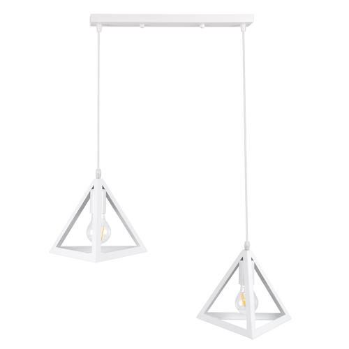 GLOBOSTAR® TRIANGLE 00612 Μοντέρνο Κρεμαστό Φωτιστικό Οροφής με Ντουί 2 x E27 AC 220-240V IP20 - Λευκό - Μ60 x Π22 x Y130cm