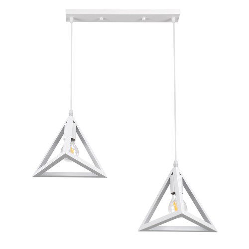 GLOBOSTAR® TRIANGLE 00612 Μοντέρνο Κρεμαστό Φωτιστικό Οροφής με Ντουί 2 x E27 AC 220-240V IP20 - Λευκό - Μ60 x Π22 x Y130cm
