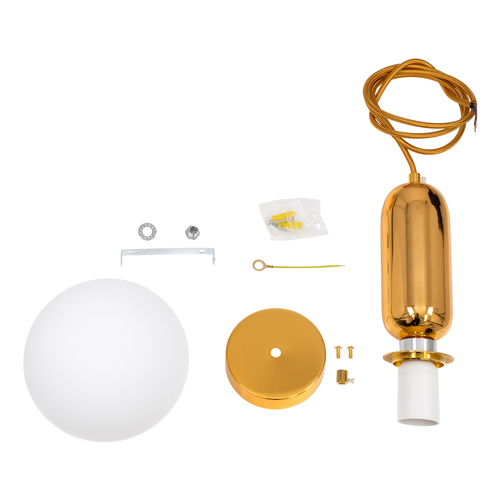 GLOBOSTAR® MAVERICK 00943 Μοντέρνο Κρεμαστό Φωτιστικό Οροφής με Ντουί 1 x E27 AC 220-240V IP20 - Χρυσό & Λευκό - Μ15 x Π15 x Υ33cm