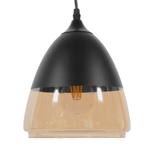 GLOBOSTAR® OLIVER 10001231 Vintage Κρεμαστό Φωτιστικό Οροφής με Ντουί 1 x E27 AC 220-240V IP20 - Μαύρο & Μελί - Μ20 x Π20 x Υ21cm