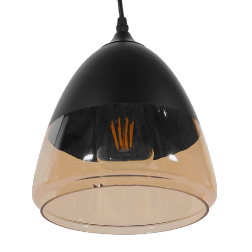 GLOBOSTAR® OLIVER 10001231 Vintage Κρεμαστό Φωτιστικό Οροφής με Ντουί 1 x E27 AC 220-240V IP20 - Μαύρο & Μελί - Μ20 x Π20 x Υ21cm