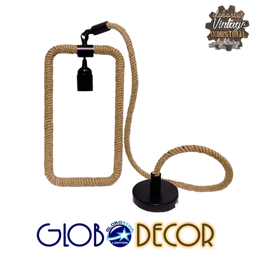 GLOBOSTAR® MALVERN 10001237 Vintage Κρεμαστό Φωτιστικό Οροφής με Ντουί 1 x E27 AC 220-240V IP20 - Μαύρο & Μπεζ - Μ33 x Π18 x Υ22cm