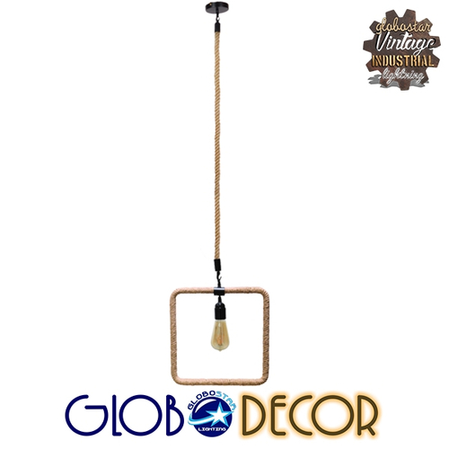 GLOBOSTAR® MALVERN 10001240 Vintage Κρεμαστό Φωτιστικό Οροφής με Ντουί 1 x E27 AC 220-240V IP20 - Μαύρο & Μπεζ - Μ33 x Π22 x Υ33cm