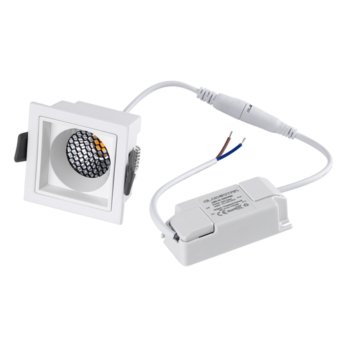 GLOBOSTAR® PLUTO-S 60267 Χωνευτό Downlight Σποτ με Honeycomb Anti Glare Reflector LED 7W 875lm 38° AC 220-240V IP20 Θερμό Λευκό 2700K - Bridgelux COB Chip & TÜV SÜD Driver - Λευκό Ματ - Μ6.4 x Π6.4 x Υ4.9cm / Q5.5 x 5.5cm - 5 Χρόνια Εγγύηση