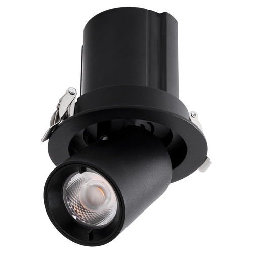 GLOBOSTAR® VIRGO-S 60305 Χωνευτό Κινούμενο Downlight Σποτ LED 7W 875lm 36° AC 220-240V IP20 Θερμό Λευκό 2700K - Bridgelux COB Chip & TÜV SÜD Driver - Μαύρο Ματ - Μ9 x Π9 x Υ9cm / Q7.8cm - 5 Χρόνια Εγγύηση