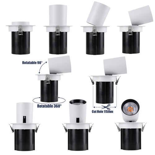 GLOBOSTAR® VIRGO-B 60311 Χωνευτό Κινούμενο Downlight Σποτ LED 20W 2500lm 36° AC 220-240V IP20 Θερμό Λευκό 2700K - Bridgelux COB Chip & TÜV SÜD Driver - Λευκό & Μαύρο Ματ - Μ13.5 x Π13.5 x Υ14cm / Q11.5cm - 5 Χρόνια Εγγύηση