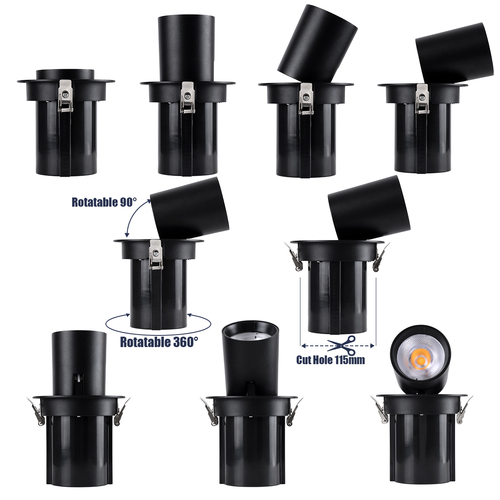 GLOBOSTAR® VIRGO-B 60312 Χωνευτό Κινούμενο Downlight Σποτ LED 20W 2600lm 36° AC 220-240V IP20 Φυσικό Λευκό 4500K - Bridgelux COB Chip & TÜV SÜD Driver - Μαύρο Ματ - Μ13.5 x Π13.5 x Υ14cm / Q11.5cm - 5 Χρόνια Εγγύηση