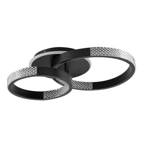 GLOBOSTAR® DIAMOND 61111 Μοντέρνο Φωτιστικό Οροφής LED 67W 8078lm 360° AC 220-240V IP20 Ρυθμιζόμενο Λευκό CCT με Χειριστήριο από 2700K έως 6000K Dimmable - Lumileds SMD Chip - Μαύρο Ματ - Μ60 x Π40 x Υ14cm - 3 Χρόνια Εγγύηση