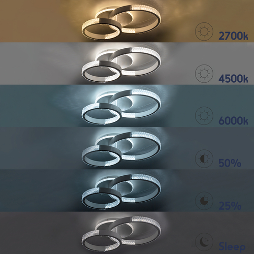 GLOBOSTAR® DIAMOND 61111 Μοντέρνο Φωτιστικό Οροφής LED 67W 8078lm 360° AC 220-240V IP20 Ρυθμιζόμενο Λευκό CCT με Χειριστήριο από 2700K έως 6000K Dimmable - Lumileds SMD Chip - Μαύρο Ματ - Μ60 x Π40 x Υ14cm - 3 Χρόνια Εγγύηση