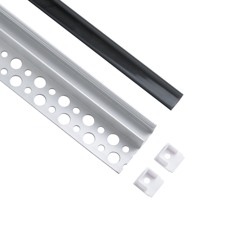 GloboStar® PLASTERBOARD-PROFILE 70835-3M Προφίλ Αλουμινίου - Βάση & Ψύκτρα Ταινίας LED με Μαύρο Φιμέ Κάλυμμα - Χωνευτή Τερματική Χρήση σε Τελείωμα Γυψοσανίδας ή σε Πλακάκι - Trimless - Πατητό Κάλυμμα - Ασημί - 3 Μέτρα - Πακέτο 5 Τεμαχίων - Μ300 x Π3.1 x Υ1.3cm