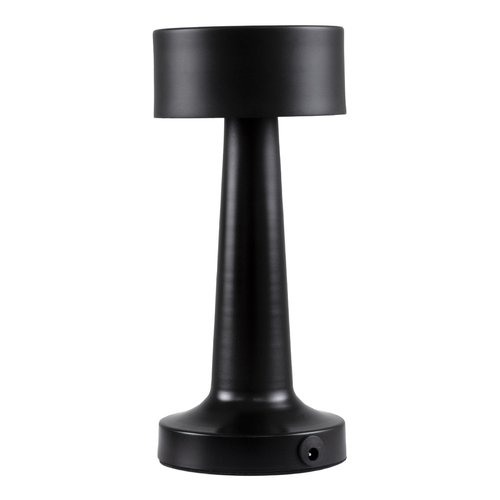 GloboStar® BELLA 76503 Επαναφορτιζόμενο Επιτραπέζιο Φωτιστικό Πορτατίφ LED 1.5W 105lm 120° DC 5V IP44 Θερμό Λευκό 2700K Dimmable Μαύρο Αλουμίνιο - Μ9 x Π9 x Υ21cm - 2 Xρόνια Εγγύηση