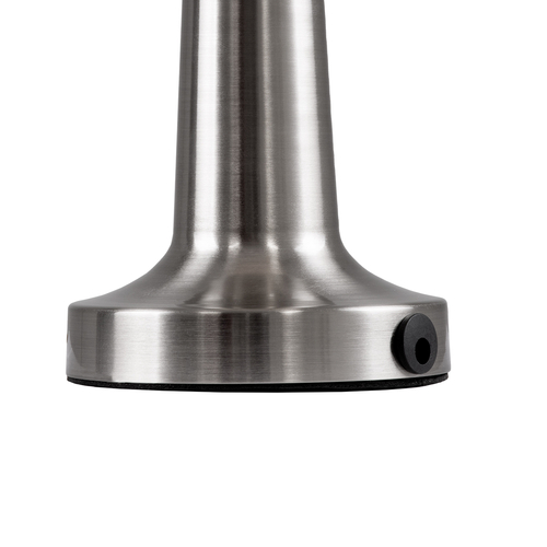 GloboStar® BELLA 76504 Επαναφορτιζόμενο Επιτραπέζιο Φωτιστικό Πορτατίφ LED 1.5W 105lm 120° DC 5V IP44 Θερμό Λευκό 2700K Dimmable Ασημί Αλουμίνιο - Μ9 x Π9 x Υ21cm - 2 Xρόνια Εγγύηση