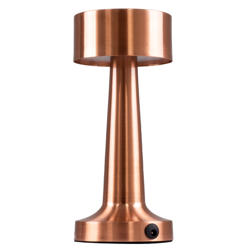 GloboStar® BELLA 76505 Επαναφορτιζόμενο Επιτραπέζιο Φωτιστικό Πορτατίφ LED 1.5W 105lm 120° DC 5V IP44 Θερμό Λευκό 2700K Dimmable Χάλκινο Αλουμίνιο - Μ9 x Π9 x Υ21cm - 2 Xρόνια Εγγύηση