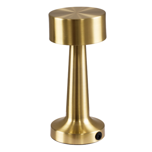 GloboStar® BELLA 76506 Επαναφορτιζόμενο Επιτραπέζιο Φωτιστικό Πορτατίφ LED 1.5W 105lm 120° DC 5V IP44 Θερμό Λευκό 2700K Dimmable Χρυσό Αλουμίνιο - Μ9 x Π9 x Υ21cm - 2 Xρόνια Εγγύηση