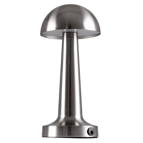 GloboStar® COCO 76510 Επαναφορτιζόμενο Επιτραπέζιο Φωτιστικό Πορτατίφ LED 1.5W 105lm 120° DC 5V IP44 Θερμό Λευκό 2700K Dimmable Ασημί Αλουμίνιο - Μ10 x Π10 x Υ22cm - 2 Xρόνια Εγγύηση