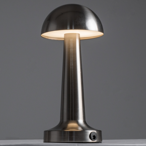 GloboStar® COCO 76510 Επαναφορτιζόμενο Επιτραπέζιο Φωτιστικό Πορτατίφ LED 1.5W 105lm 120° DC 5V IP44 Θερμό Λευκό 2700K Dimmable Ασημί Αλουμίνιο - Μ10 x Π10 x Υ22cm - 2 Xρόνια Εγγύηση