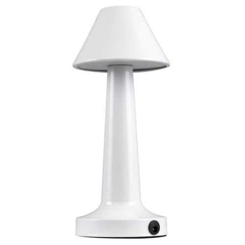 GloboStar® MOLLY 76514 Επαναφορτιζόμενο Επιτραπέζιο Φωτιστικό Πορτατίφ LED 1.5W 105lm 120° DC 5V IP44 Θερμό Λευκό 2700K Dimmable Λευκό Αλουμίνιο - Μ10 x Π10 x Υ23cm - 2 Xρόνια Εγγύηση