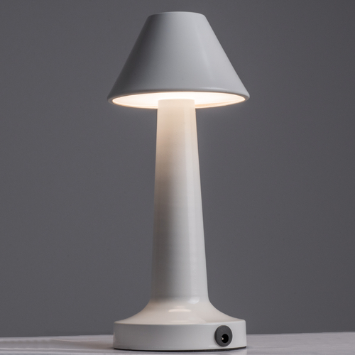 GloboStar® MOLLY 76514 Επαναφορτιζόμενο Επιτραπέζιο Φωτιστικό Πορτατίφ LED 1.5W 105lm 120° DC 5V IP44 Θερμό Λευκό 2700K Dimmable Λευκό Αλουμίνιο - Μ10 x Π10 x Υ23cm - 2 Xρόνια Εγγύηση