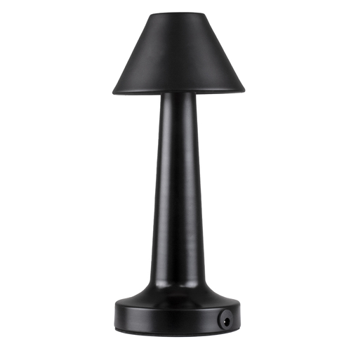 GloboStar® MOLLY 76515 Επαναφορτιζόμενο Επιτραπέζιο Φωτιστικό Πορτατίφ LED 1.5W 105lm 120° DC 5V IP44 Θερμό Λευκό 2700K Dimmable Μαύρο Αλουμίνιο - Μ10 x Π10 x Υ23cm - 2 Xρόνια Εγγύηση