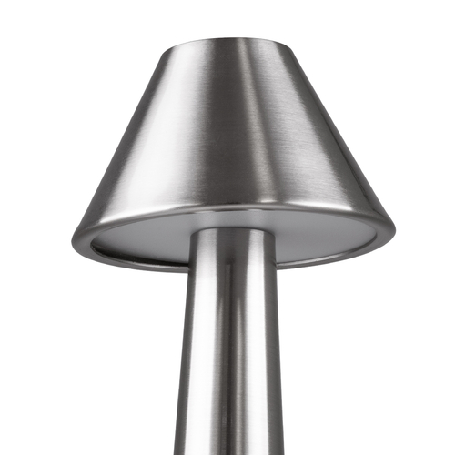 GloboStar® MOLLY 76516 Επαναφορτιζόμενο Επιτραπέζιο Φωτιστικό Πορτατίφ LED 1.5W 105lm 120° DC 5V IP44 Θερμό Λευκό 2700K Dimmable Ασημί Αλουμίνιο - Μ10 x Π10 x Υ23cm - 2 Xρόνια Εγγύηση