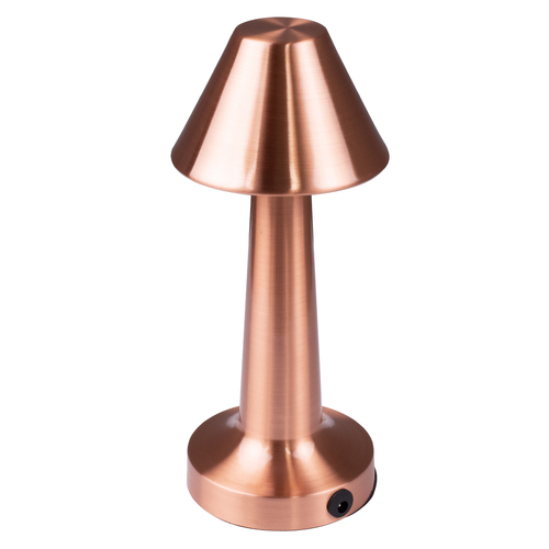 GloboStar® MOLLY 76517 Επαναφορτιζόμενο Επιτραπέζιο Φωτιστικό Πορτατίφ LED 1.5W 105lm 120° DC 5V IP44 Θερμό Λευκό 2700K Dimmable Χάλκινο Αλουμίνιο - Μ10 x Π10 x Υ23cm - 2 Xρόνια Εγγύηση