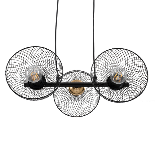 GLOBOSTAR® VERONA 00586 Μοντέρνο Κρεμαστό Φωτιστικό Οροφής με Ντουί 3 x E27 AC 220-240V IP20 - Μαύρο & Χρυσό - Μ50 x Π28 x Υ20cm