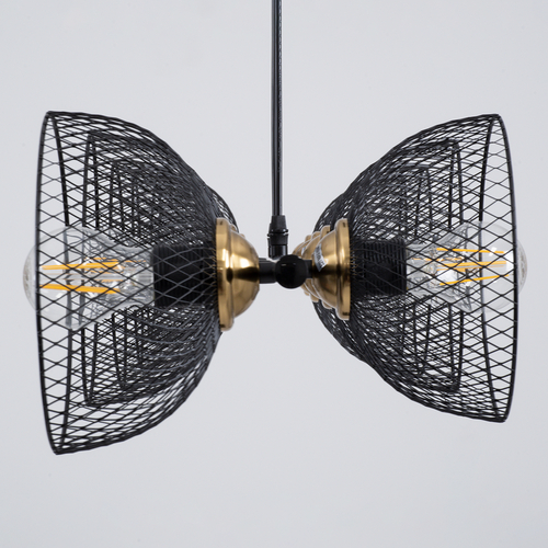 GLOBOSTAR® VERONA 00588 Μοντέρνο Κρεμαστό Φωτιστικό Οροφής με Ντουί 9 x E27 AC 220-240V IP20 - Μαύρο & Χρυσό - Μ140 x Π28 x Υ20cm