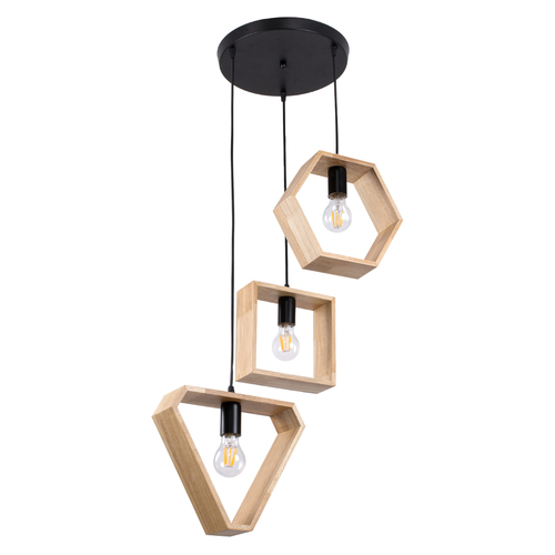 GLOBOSTAR® ELISE 00683 Μοντέρνο Κρεμαστό Φωτιστικό Οροφής με Ντουί 3 x E27 AC 220-240V IP20 - Μπεζ & Μαύρο - Μ55 x Π55 x Υ130cm