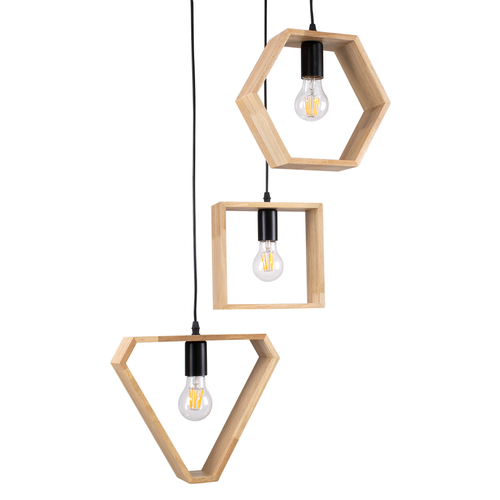 GLOBOSTAR® ELISE 00683 Μοντέρνο Κρεμαστό Φωτιστικό Οροφής με Ντουί 3 x E27 AC 220-240V IP20 - Μπεζ & Μαύρο - Μ55 x Π55 x Υ130cm