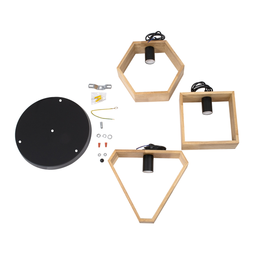 GLOBOSTAR® ELISE 00683 Μοντέρνο Κρεμαστό Φωτιστικό Οροφής με Ντουί 3 x E27 AC 220-240V IP20 - Μπεζ & Μαύρο - Μ55 x Π55 x Υ130cm