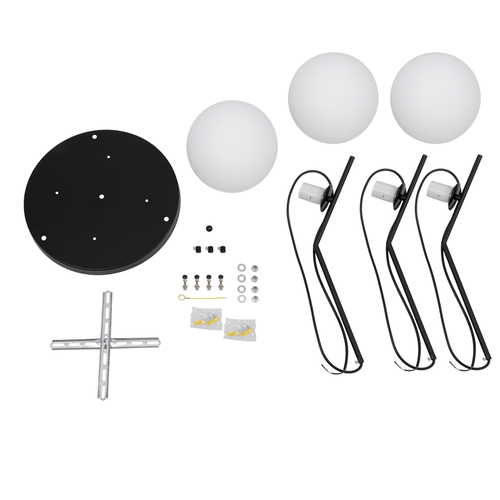 GLOBOSTAR® MONROE 00952 Μοντέρνο Κρεμαστό Φωτιστικό Οροφής με Ντουί 3 x E27 AC 220-240V IP20 - Μαύρο & Λευκό - Μ60 x Π60 x Υ50cm