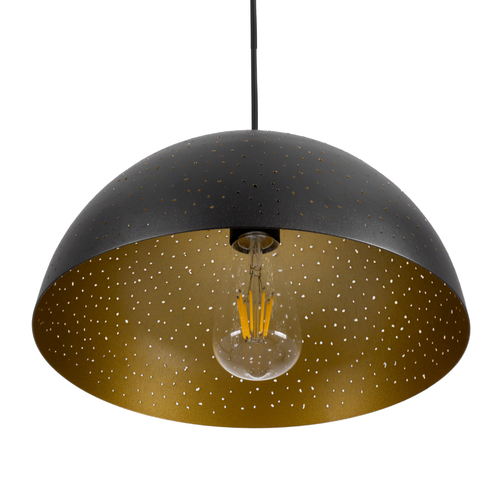 GLOBOSTAR® SOLANA 01301 Μοντέρνο Κρεμαστό Φωτιστικό Οροφής με Ντουί 1 x E27 AC 220-240V IP20 - Μαύρο & Χρυσό - Μ30 x Π30 x Υ15cm