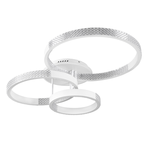 GLOBOSTAR® DIAMOND 61115 Μοντέρνο Φωτιστικό Οροφής LED 100W 12123lm 360° AC 220-240V IP20 Ρυθμιζόμενο Λευκό CCT με Χειριστήριο από 2700K έως 6000K Dimmable - Lumileds SMD Chip - Λευκό Ματ - Μ80 x Π50 x Υ20cm - 3 Χρόνια Εγγύηση