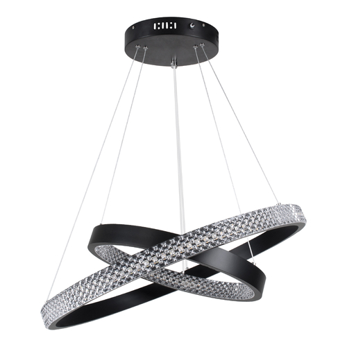 GLOBOSTAR® DIAMOND DUO 61150 Μοντέρνο Κρεμαστό Φωτιστικό Οροφής LED 75W 8743lm 360° AC 220-240V IP20 Ρυθμιζόμενο Λευκό CCT με Χειριστήριο από 2700K έως 6000K Dimmable - Lumileds SMD Chip - Μαυρό Ματ - Μ60 x Π60 x Υ60cm - 3 Χρόνια Εγγύηση