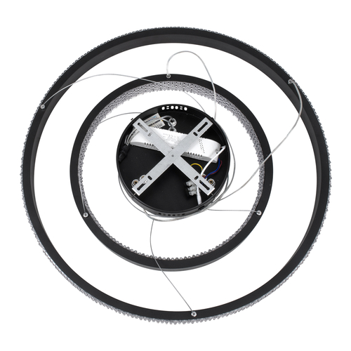 GLOBOSTAR® DIAMOND DUO 61150-DECO Μοντέρνο Κρεμαστό Φωτιστικό Οροφής LED 75W 8743lm 360° AC 220-240V IP20 Ρυθμιζόμενο Λευκό CCT με Χειριστήριο από 2700K έως 6000K Dimmable - Lumileds SMD Chip - Μαύρο Ματ - Μ60 x Π60 x Υ60cm - 3 Χρόνια Εγγύηση