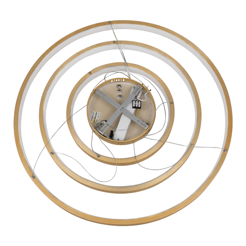 GLOBOSTAR® NEMESIS TRIO 61172 Μοντέρνο Κρεμαστό Φωτιστικό Οροφής LED 120W 14723lm 360° AC 220-240V IP20 Ρυθμιζόμενο Λευκό CCT με Χειριστήριο από 2700K έως 6000K Dimmable - Lumileds SMD Chip - Χρυσό Βούρτσας - Μ80 x Π80 x Υ80cm - 3 Χρόνια Εγγύηση