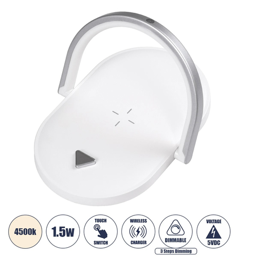 GloboStar® ECLIPSE 76559 Επιτραπέζιο Φωτιστικό Πορτατίφ LED 15W 1200lm 180° AC 220-240V IP20 Φυσικό Λευκό 4500K Dimmable Λευκό Πλαστικό - Μ17 x Π13 x Υ10cm - 2 Xρόνια Εγγύηση