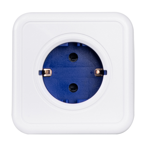 GLOBOSTAR® POWERCUBE 79629 Πολύπριζο 5 Θέσεων με 5 x EU Schuko Πρίζες Ασφαλείας Childproof AC 220-240V 3680W/16A Max Load IP20 - Λευκό & Μπλε - Μ7.5 x Π11.5 x Υ7.5cm