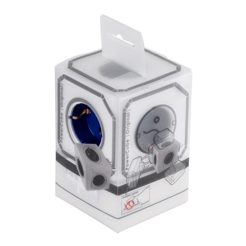 GLOBOSTAR® POWERCUBE 79629 Πολύπριζο 5 Θέσεων με 5 x EU Schuko Πρίζες Ασφαλείας Childproof AC 220-240V 3680W/16A Max Load IP20 - Λευκό & Μπλε - Μ7.5 x Π11.5 x Υ7.5cm