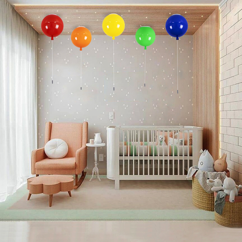 GLOBOSTAR® BALLOON 00650 Παιδικό Φωτιστικό Οροφής με Ντουί 1 x E27 AC 220-240V IP20 - Πορτοκαλί - Μ30 x Π30 x Υ33cm