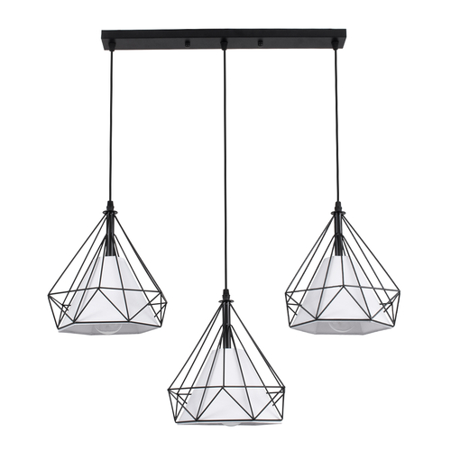 GLOBOSTAR® EIFFEL 61569 Vintage Κρεμαστό Φωτιστικό Οροφής με Ντουί 3 x E27 AC 220-240V IP20 - Μαύρο & Λευκό - Μ68 x Π25 x Υ130cm