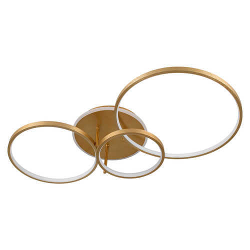 GLOBOSTAR® NEMESIS 61110 Μοντέρνο Φωτιστικό Οροφής LED 98W 11858lm 360° AC 220-240V IP20 Ρυθμιζόμενο Λευκό CCT με Χειριστήριο από 2700K έως 6000K Dimmable - Lumileds SMD Chip - Χρυσό Βούρτσας - Μ89 x Π60 x Υ19cm - 3 Χρόνια Εγγύηση