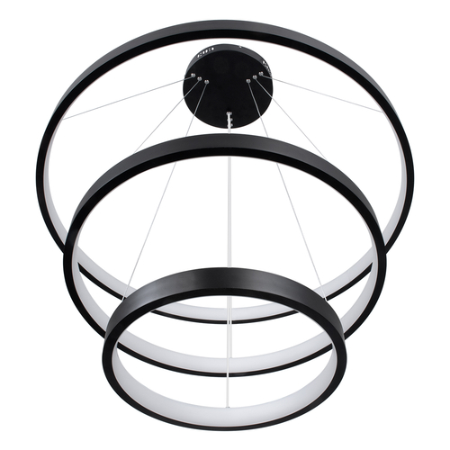 GLOBOSTAR® NEMESIS TRIO 61170 Μοντέρνο Κρεμαστό Φωτιστικό Οροφής LED 120W 14723lm 360° AC 220-240V IP20 Ρυθμιζόμενο Λευκό CCT με Χειριστήριο από 2700K έως 6000K Dimmable - Lumileds SMD Chip - Μαύρο Ματ - Μ80 x Π80 x Υ80cm - 3 Χρόνια Εγγύηση