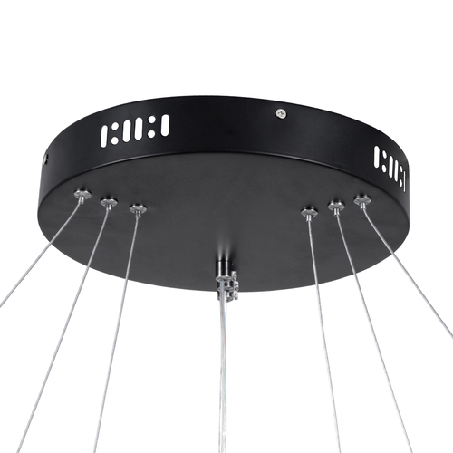 GLOBOSTAR® NEMESIS TRIO 61170 Μοντέρνο Κρεμαστό Φωτιστικό Οροφής LED 120W 14723lm 360° AC 220-240V IP20 Ρυθμιζόμενο Λευκό CCT με Χειριστήριο από 2700K έως 6000K Dimmable - Lumileds SMD Chip - Μαύρο Ματ - Μ80 x Π80 x Υ80cm - 3 Χρόνια Εγγύηση